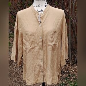 Vince Brown Khaki Tan Silk Top Size L